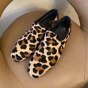 Aquatalia Revy Leopard-Print Calf Hair Loafers
